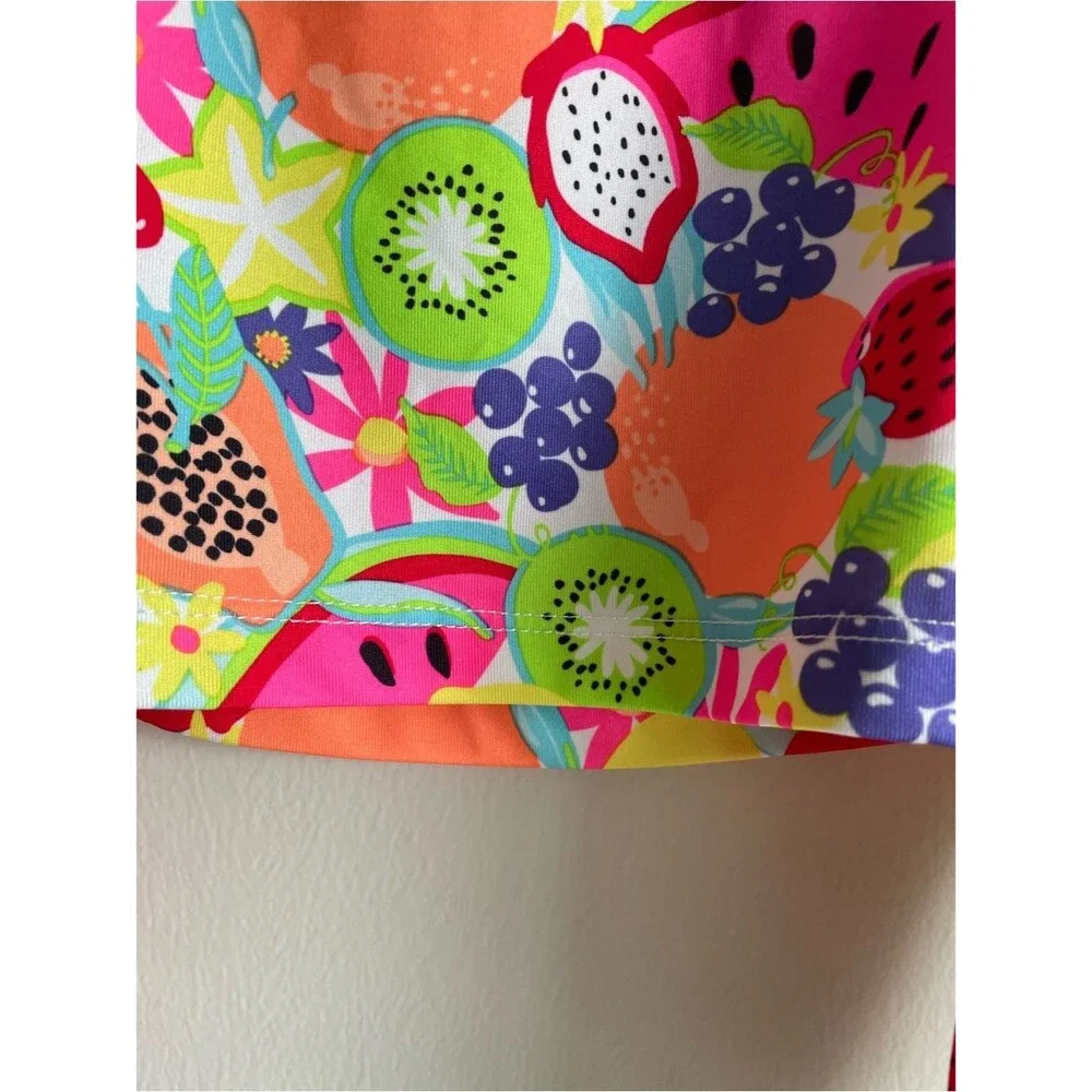 Penelope Mack rashguard long sleeve swimsuit top bright multicolor fruit print 5